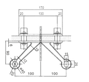 711200-2-90 - 2-POINT SPIDER 90° W/ FIN - SQUARE